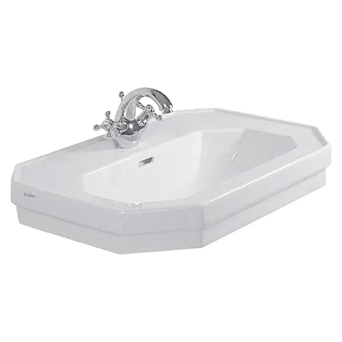 Duravit 1930 Waschtisch - 80 x 55 cm, Mit schmutzabweisender Glasur, Hahnloch: Mitte, Anzahl Hahnlöcher: 1, Weiß - Vorderansicht