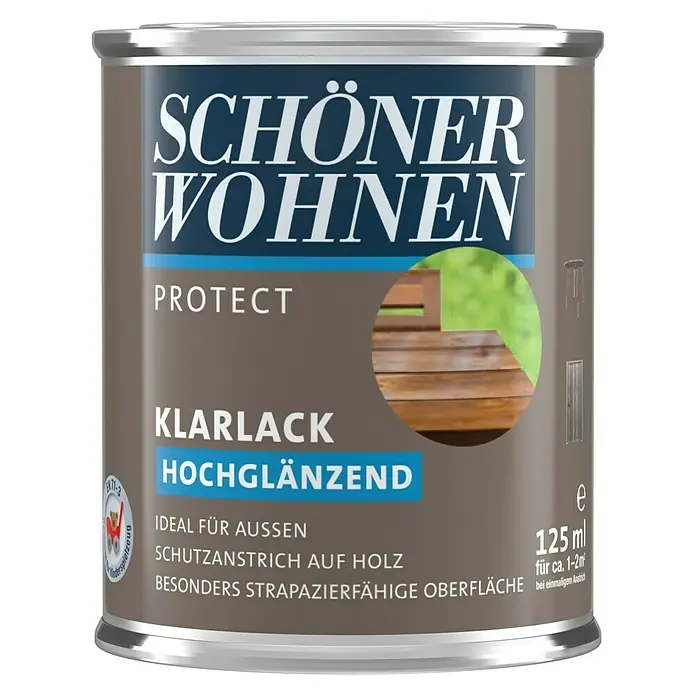 SCHÖNER WOHNEN-Farbe Protect Klarlack - Farblos, 125 ml, Hochglänzend - Vorderansicht