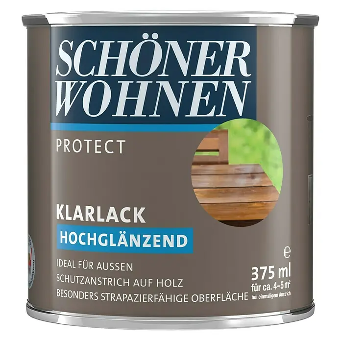 SCHÖNER WOHNEN-Farbe Protect Klarlack - Farblos, 375 ml, Hochglänzend - Vorderansicht