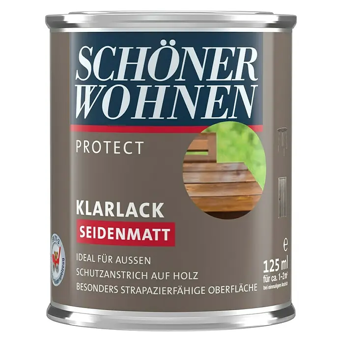 SCHÖNER WOHNEN-Farbe Protect Klarlack - Farblos, 125 ml, Seidenmatt - Vorderansicht