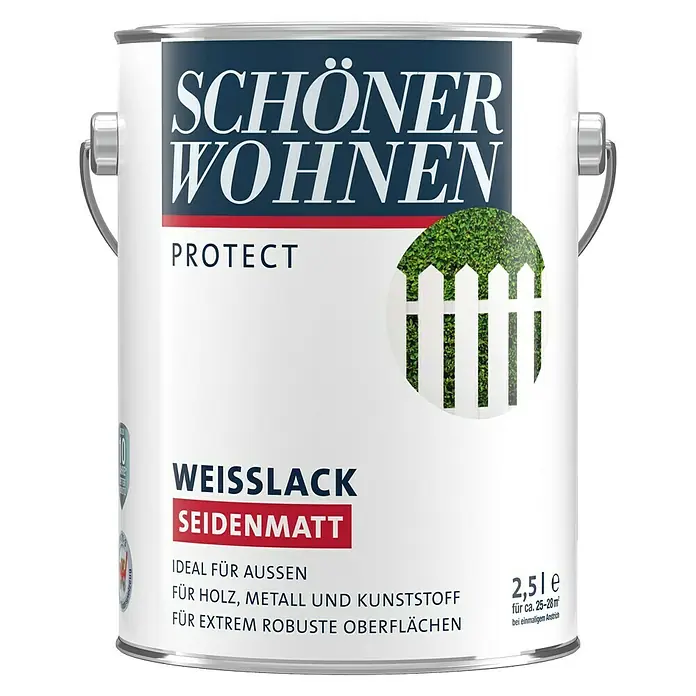SCHÖNER WOHNEN-Farbe Protect Weißlack - 2,5 l, Weiß, Seidenmatt - Vorderansicht