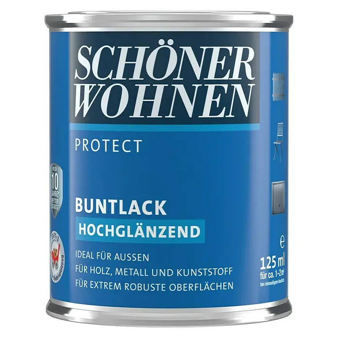 SCHÖNER WOHNEN-Farbe Protect Buntlack - Cremeweiß, 125 ml, Hochglänzend - Vorderansicht