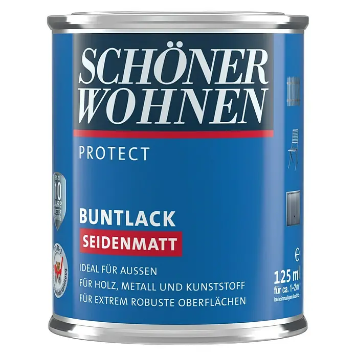SCHÖNER WOHNEN-Farbe Protect Buntlack - Altweiß, 125 ml, Seidenmatt - Vorderansicht