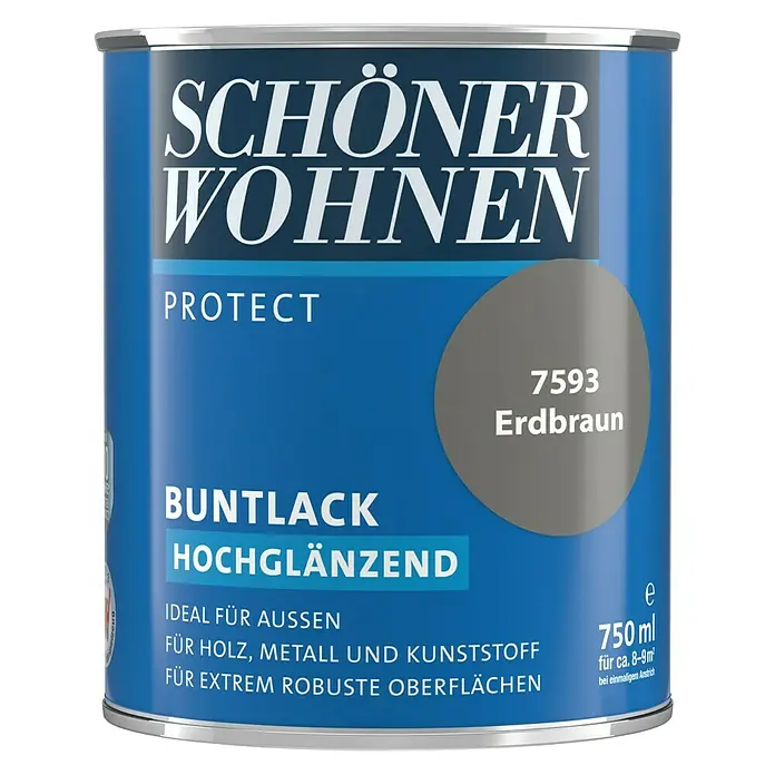 SCHÖNER WOHNEN-Farbe Protect Buntlack - Erdbraun, 750 ml - Vorderansicht