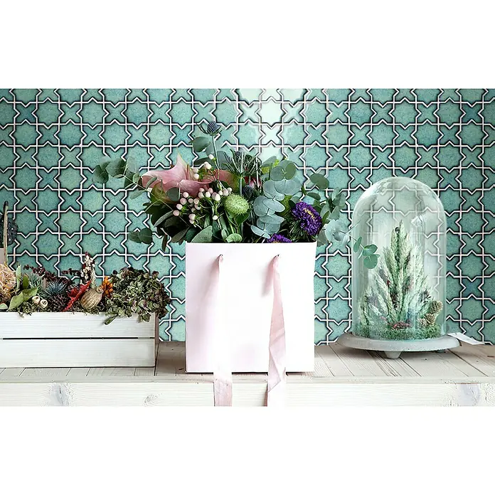 Mosaikfliese Starmix CG SXS 10 - 29,6 x 29,6 cm, Grün, Glänzend - Stimmungsaufnahme