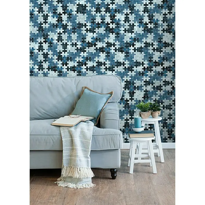 Mosaikfliese Puzzle Crystal Mix XCM PT01B - 29,8 x 29,8 cm, Blau, Glänzend - Stimmungsaufnahme
