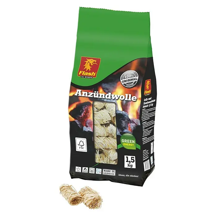 Flash Öko-Anzündwolle - 1,5 kg - Vorderansicht
