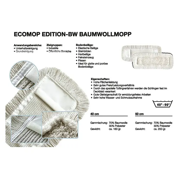 Baumwollmopp - Material Bezug: 70 % Baumwolle, 30 % Polyester, Breite: 40 cm - Vorderansicht