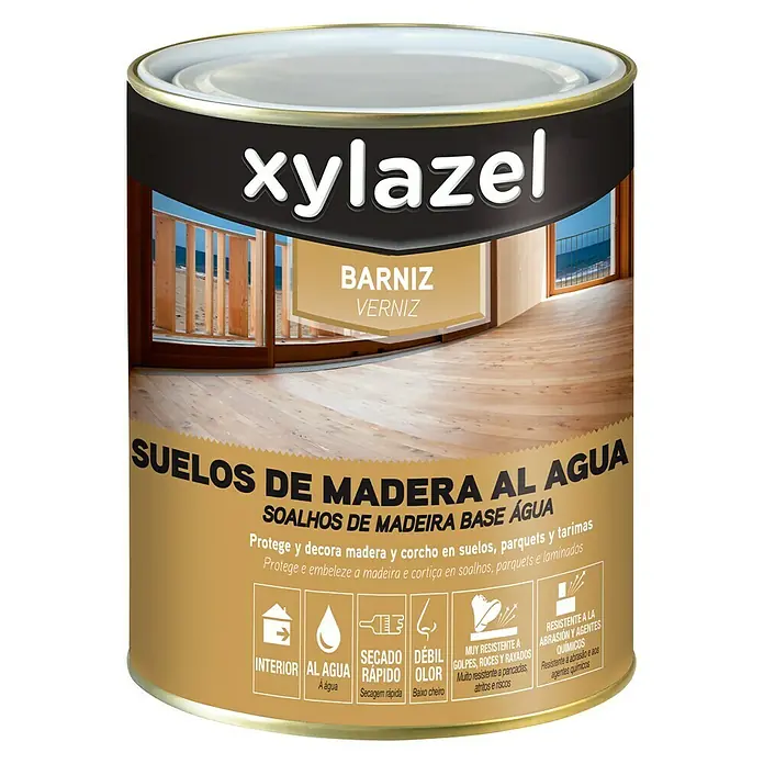 Xylazel Barniz para parquet al agua - Incoloro, 750 ml, Satinado