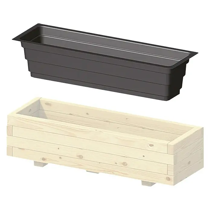 Pflanzkasten-Einsatz Cora - Außenmaß (L x B x H): 40 x 120 x 29 cm, Kunststoff, Schwarz