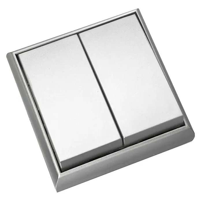 Fontini BF-25 Interruptor/Conmutador doble Monoblock - Aluminio, En pared, Plástico