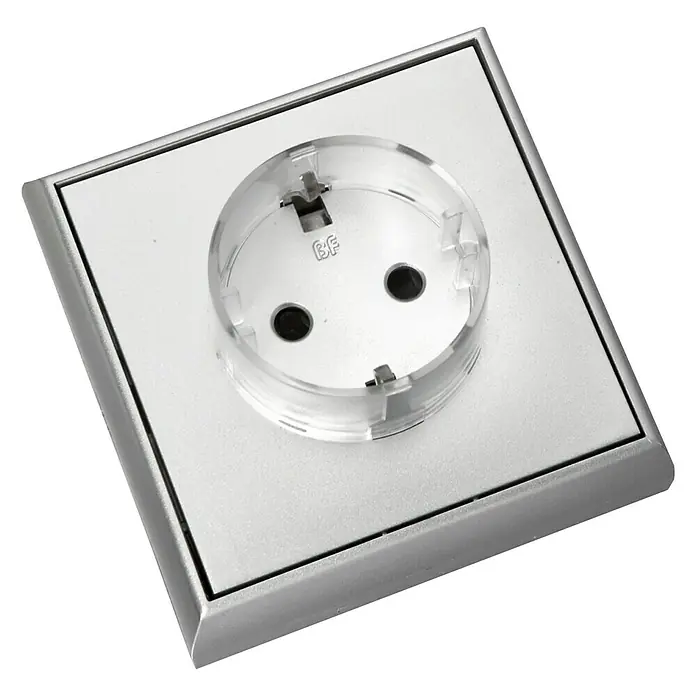Fontini BF-25 Enchufe con protección Monoblock - Aluminio, 2 Polos + Toma Tierra, Plástico, En pared