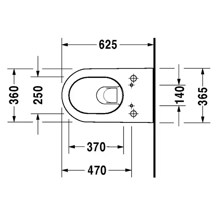 Duravit Darling New Wand-Dusch-WC - Mit Spülrand, Mit schmutzabweisender Glasur, Spülform: Tief, WC Abgang: Waagerecht, Weiß - Vorderansicht