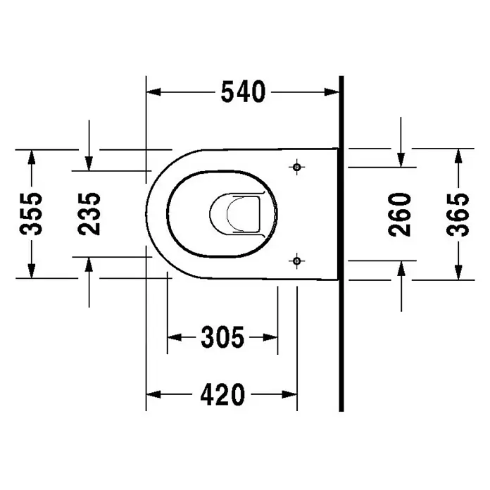 Duravit Darling New Wand-WC Typ 2 - Mit Spülrand, Mit schmutzabweisender Glasur, Spülform: Tief, WC Abgang: Waagerecht, Weiß - Detailaufnahme