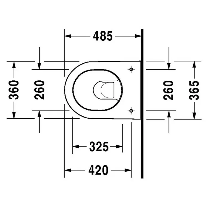 Duravit Darling New Wand-WC Compact - Mit Spülrand, Mit schmutzabweisender Glasur, Spülform: Tief, WC Abgang: Waagerecht, Weiß - Detailaufnahme