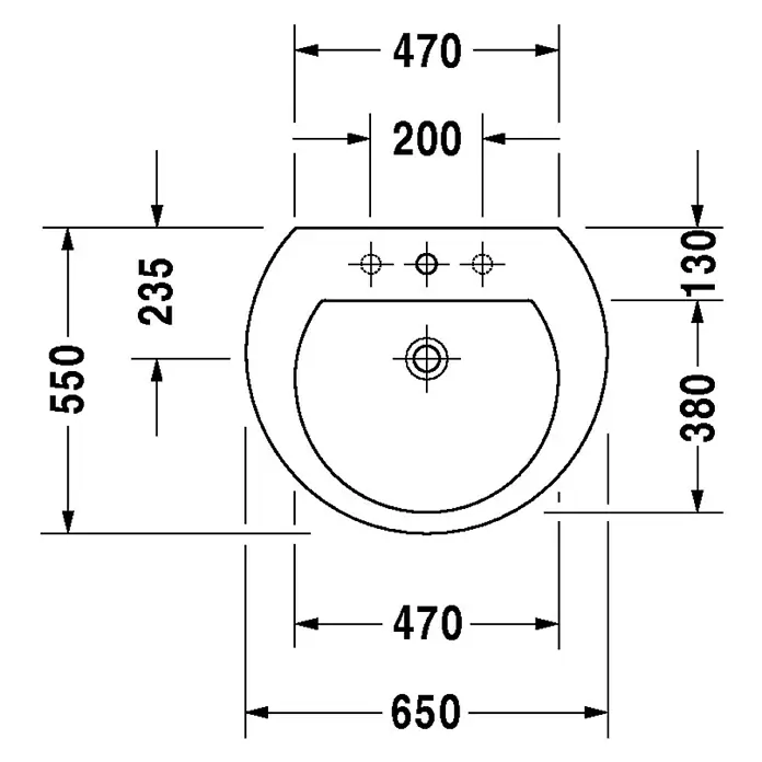 Duravit Darling New Waschtisch - 65 x 55 cm, Mit schmutzabweisender Glasur, Hahnloch: Mitte, Anzahl Hahnlöcher: 1, Weiß - Detailaufnahme