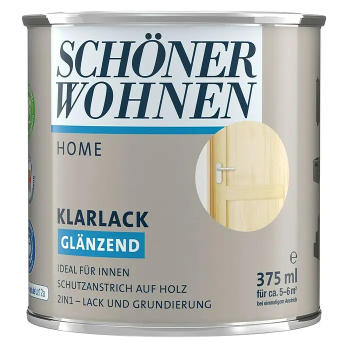 SCHÖNER WOHNEN-Farbe Home Klarlack - Farblos, 375 ml, Glänzend - Vorderansicht