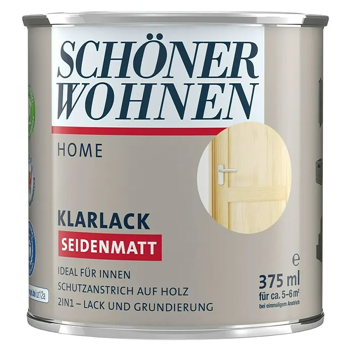 SCHÖNER WOHNEN-Farbe Home Klarlack - Farblos, 375 ml, Seidenmatt - Vorderansicht