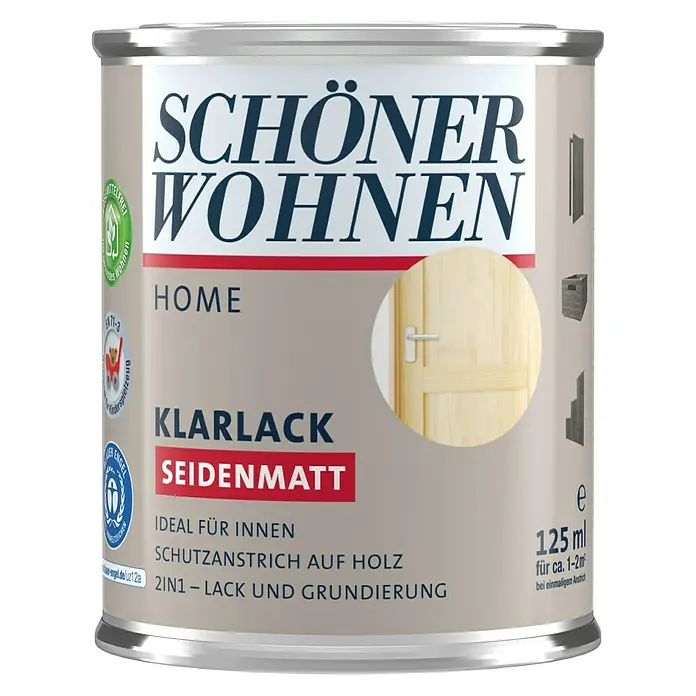 SCHÖNER WOHNEN-Farbe Home Klarlack - Farblos, 125 ml, Seidenmatt - Vorderansicht