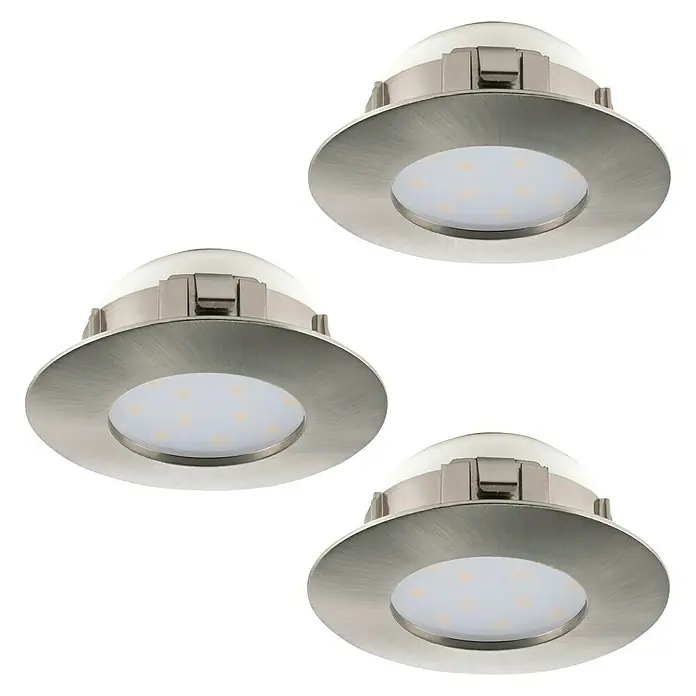 Eglo Set ugradbenih LED svjetiljki Pineda - 18 W, D x Š x V: 7,8 x 7,8 x 3,5 cm, Mat nikal, 3 Kom., Topla bijela - Pogled sprijeda
