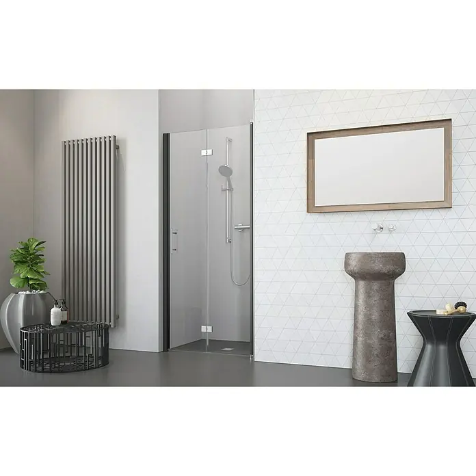 Camargue Vario Nischendusche B54+B9 - 100 x 195 cm, Stärke: 6 mm, Schwarz - Vorderansicht