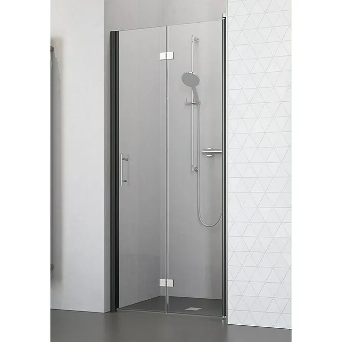 Camargue Vario Nischendusche B54+B9 - 100 x 195 cm, Stärke: 6 mm, Schwarz - Vorderansicht