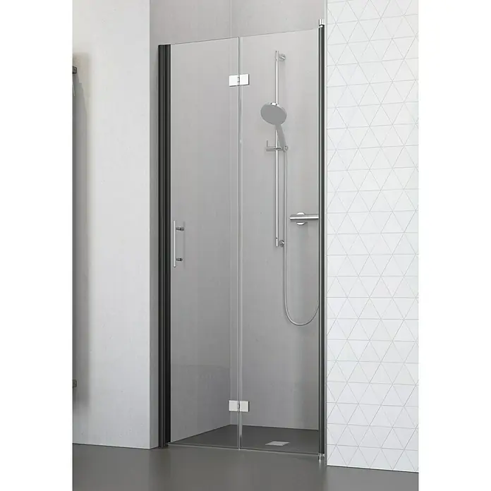 Camargue Vario Nischendusche B53+B9 - 90 x 195 cm, Stärke: 6 mm, Schwarz - Vorderansicht