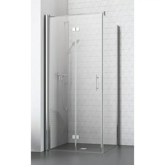 Camargue Vario Eckdusche S53+S8 - 90 x 100 x 195 cm, Beschichtet, Stärke: 6 mm, Silber - Vorderansicht