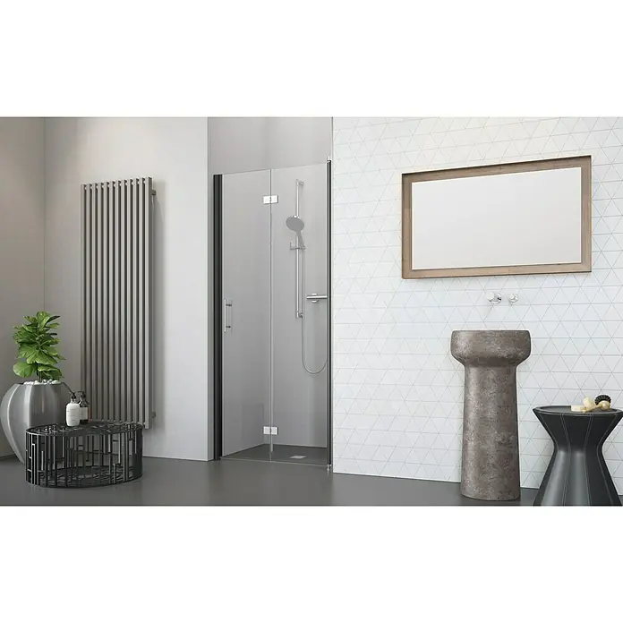 Camargue Vario Nischendusche B52+B9 - 80 x 195 cm, Stärke: 6 mm, Schwarz - Vorderansicht