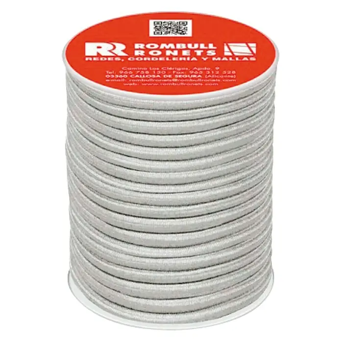 Cordón elástico - Largo: 15 m, Diámetro: 8 mm, Blanco