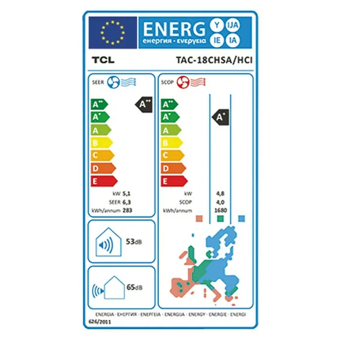 TCL Inverter-Klimasplitgerät TAC-18CHSD/XA41 - Max. Kühlleistung je Gerät in BTU/h: 18.000 BTU/h, Max. Heizleistung je Gerät in BTU/h: 18.000 BTU/h