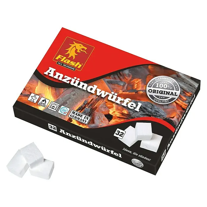Flash Anzündwürfel - 32 Stk., Paraffinbasis - Vorderansicht