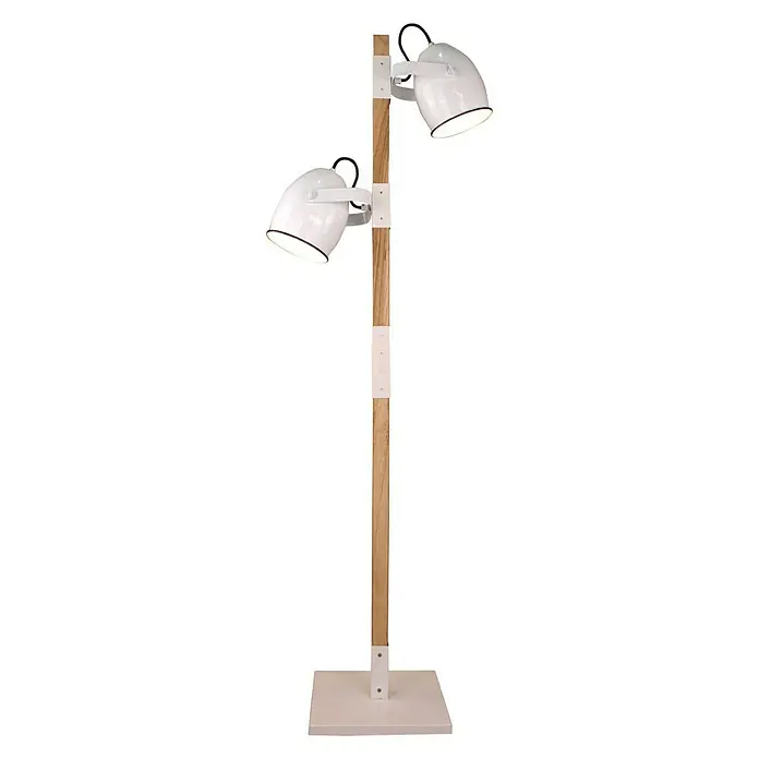 Stehleuchte - 40 W, Höhe: 140 cm, Weiß/Holz, E27 - Vorderansicht