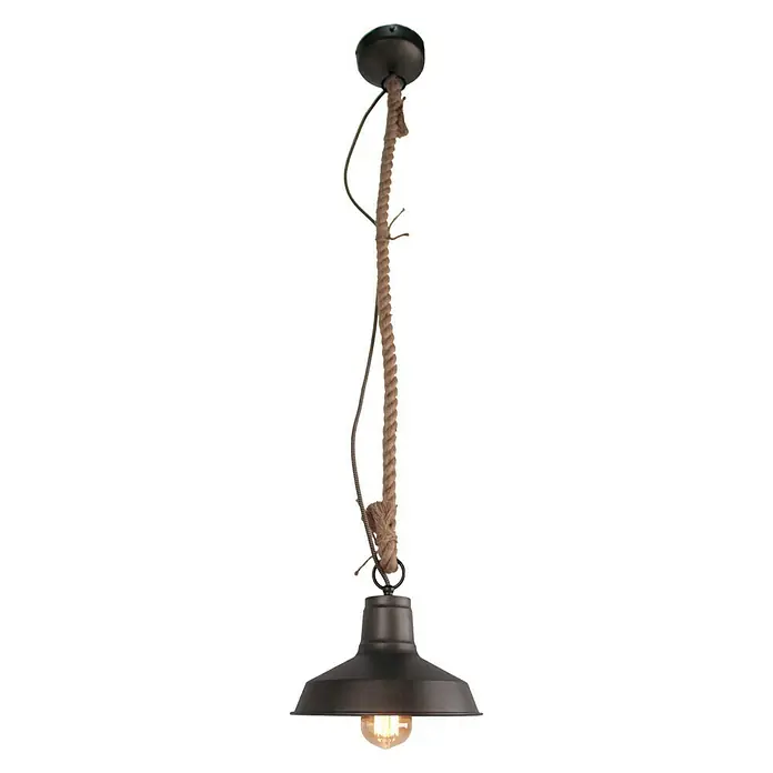 Pendelleuchte rund - 40 W, Stahl-schwarz/Holz, E27 - Vorderansicht