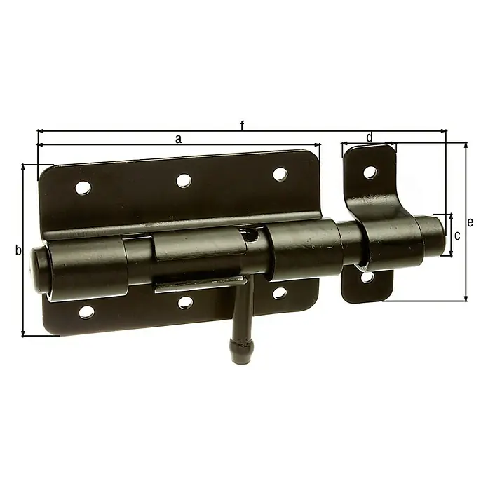 Pestillo deslizante con maneta redonda - Ventana, Negro, 90 x 67 x 13,5 mm