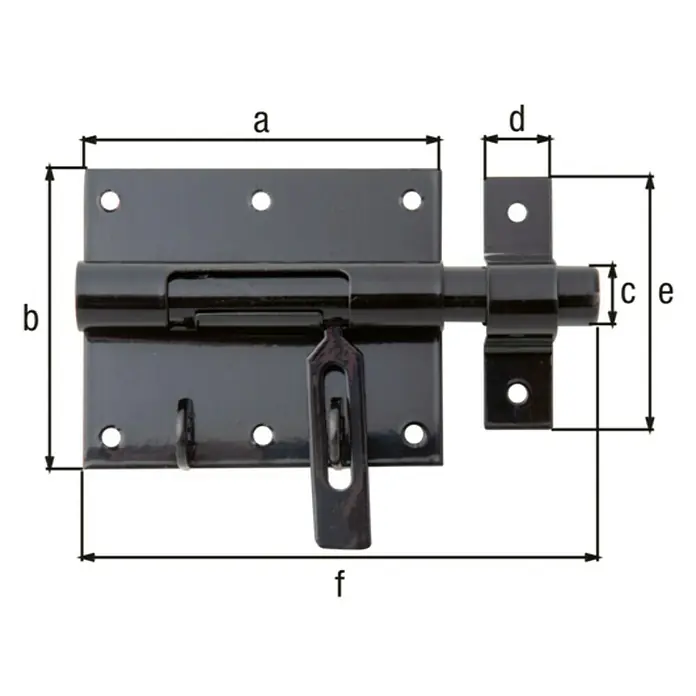 Pestillo deslizante con maneta plana - Ventana, Negro, 95 x 79 x 15,5 mm