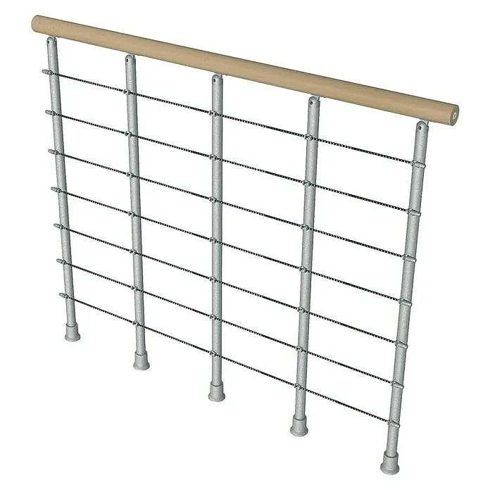 Fontanot Balaustrada Kloe - Largo: 120 cm, Color metal: Gris metálico, Color pasamanos: Haya clara