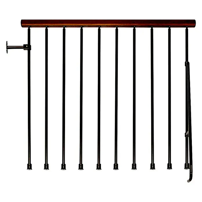 Fontanot Balaustrada Klan - Largo: 120 cm, Color metal: Negro, Color pasamanos: Haya oscura