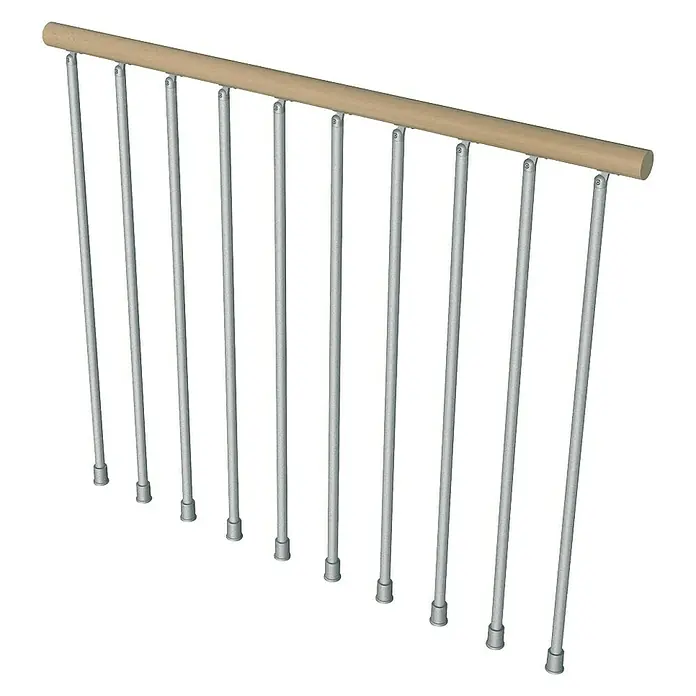 Fontanot Balaustrada Klan - Largo: 120 cm, Color metal: Gris metálico, Color pasamanos: Haya clara