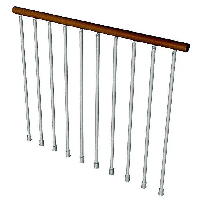 Fontanot Balaustrada Klan - Largo: 120 cm, Color metal: Gris metálico, Color pasamanos: Haya oscura