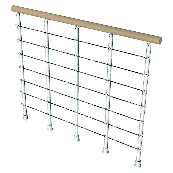 Fontanot Balaustrada Kloe - Largo: 120 cm, Color metal: Blanco, Color pasamanos: Haya clara