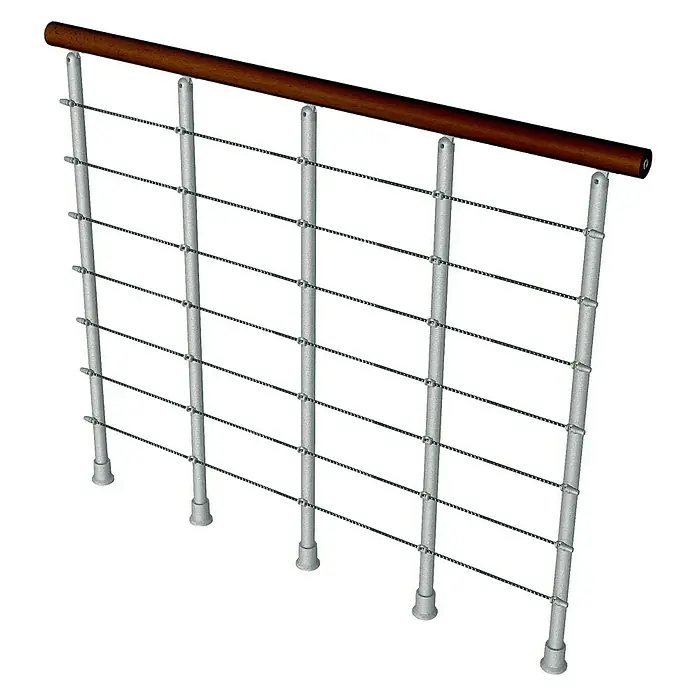 Fontanot Balaustrada Kloe - Largo: 120 cm, Color metal: Gris metálico, Color pasamanos: Haya oscura