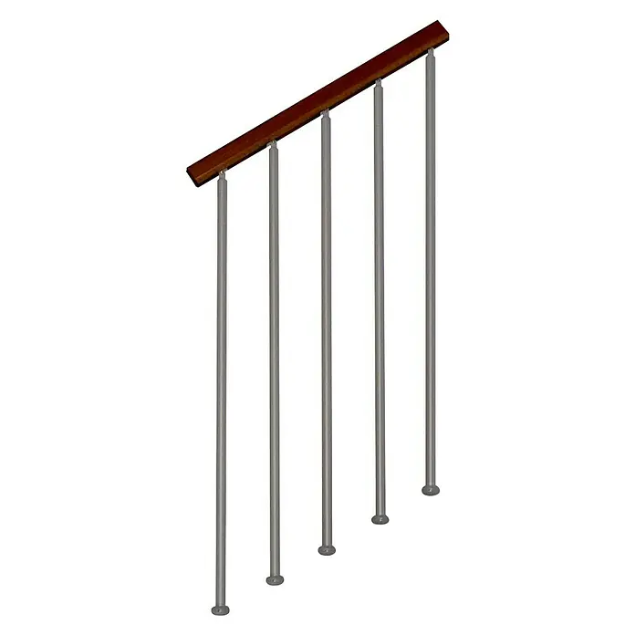 Fontanot Barandilla de escalera Kompact - Largo: 120 cm, Color metal: Gris metálico, Color pasamanos: Haya oscura