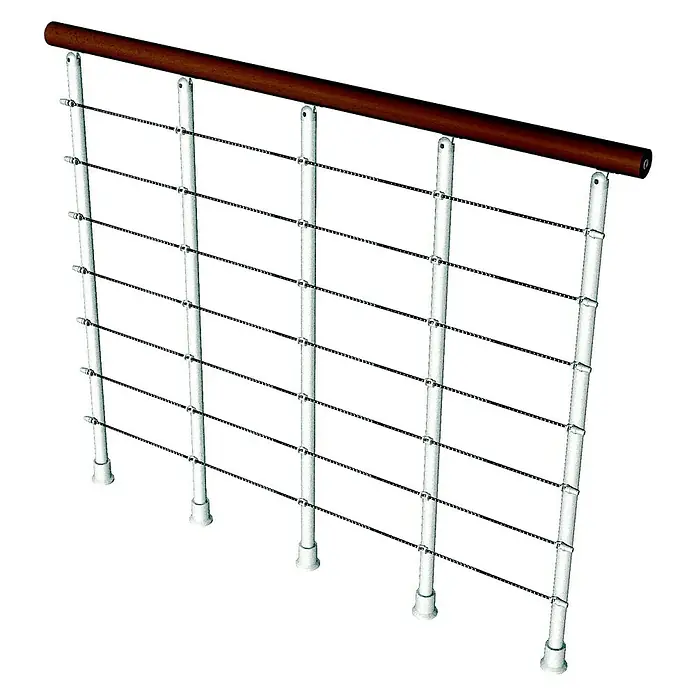 Fontanot Balaustrada Kloe - Largo: 120 cm, Color metal: Blanco, Color pasamanos: Haya oscura