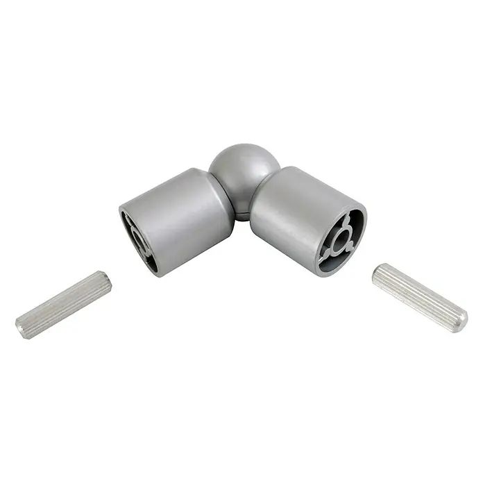 Codo de 90º a 180º para pasamanos Gris - Diámetro: 40 mm, Aluminio