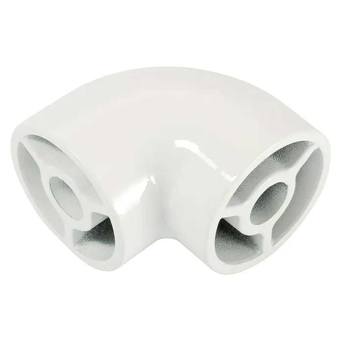 Codo de 90º para pasamanos Blanco - Diámetro: 40 mm, Aluminio