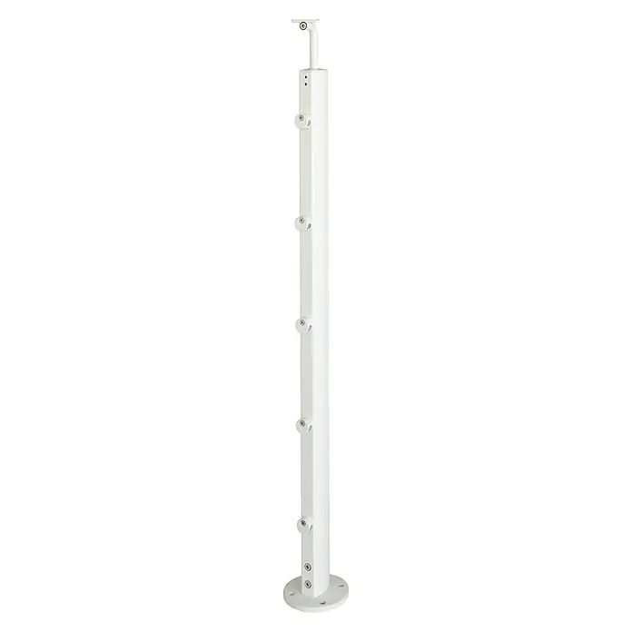 Poste de fijación plana para barandilla - 55 mm x 35 mm x 1,12 m, Blanco