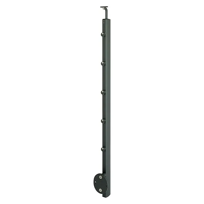 Poste de fijación lateral para barandilla - 55 mm x 35 mm x 1,12 m, Negro