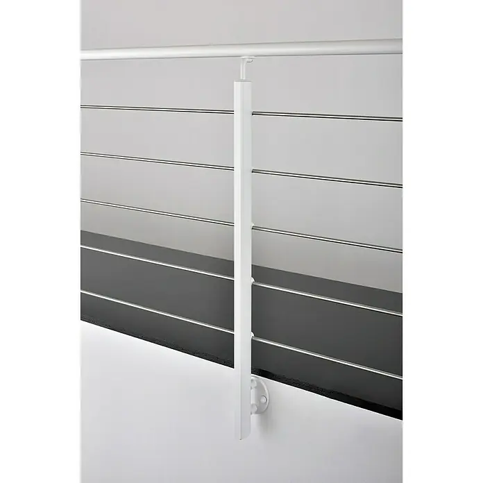 Poste de fijación lateral para barandilla - 55 mm x 35 mm x 1,12 m, Blanco