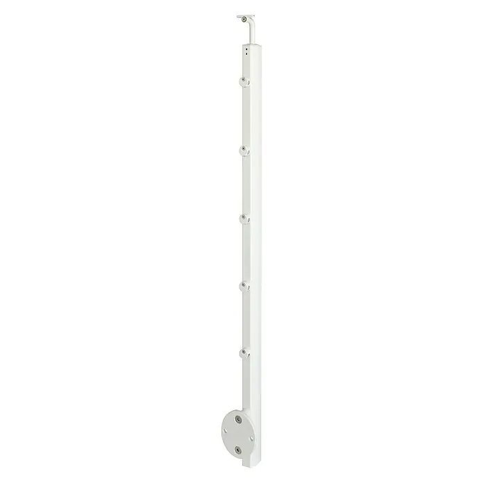 Poste de fijación lateral para barandilla - 55 mm x 35 mm x 1,12 m, Blanco